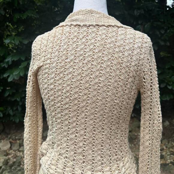 70s cream crochet skirt and cardigan set - Picture 5 of 7